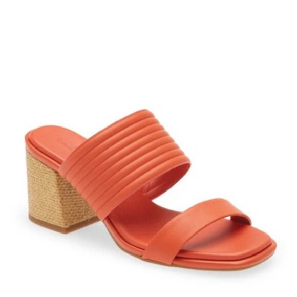 Caslon Lamia-Lea Block Heel Sandals Leather Orange Tangerine Size 6 NEW - Picture 3 of 8